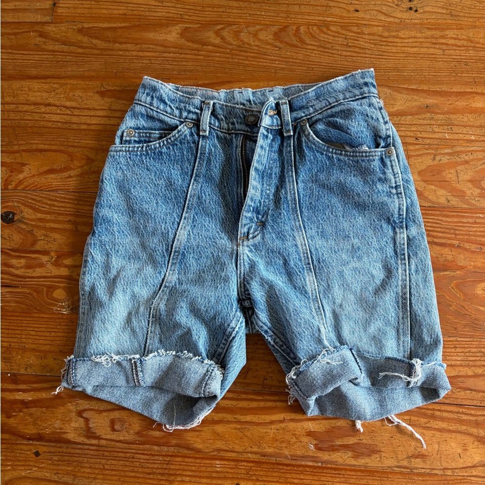 High-Waist Vintage Blue Denim Cutoff Shorts